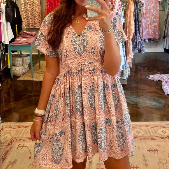 Pink and Blue Patterned Mini Dress - Picture 2 of 8